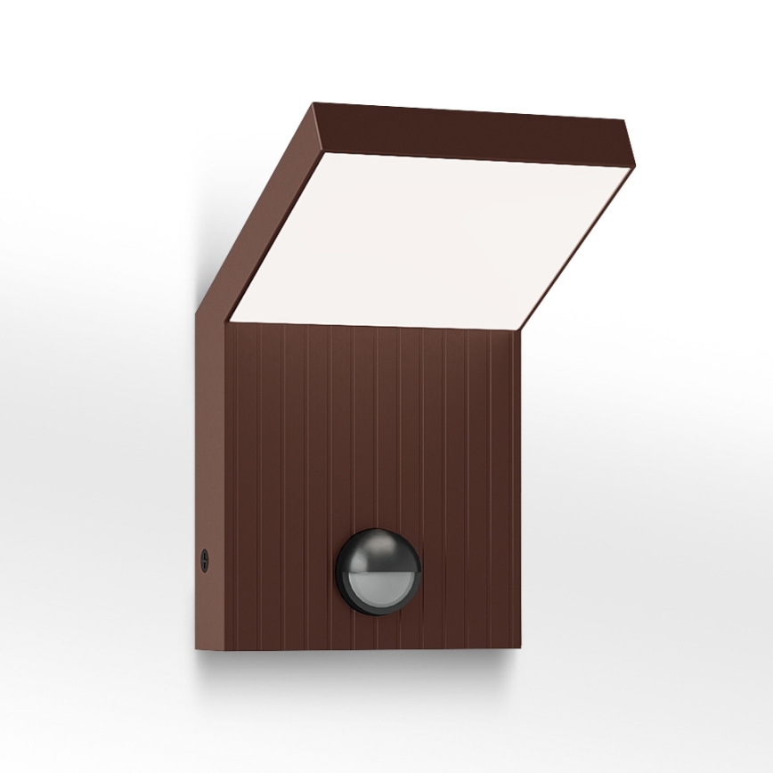Brilagi - Aplique de pared LED exterior con sensor RIANO LED/8W/230V marrón IP65