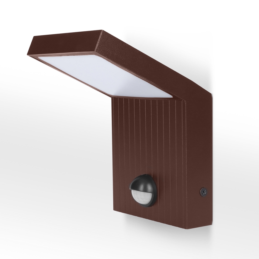 Brilagi - Aplique de pared LED exterior con sensor RIANO LED/8W/230V marrón IP65