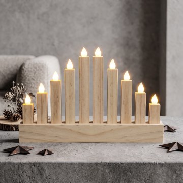 BRILAGI - LED candelabro navideño de madera 10xLED/2xAA