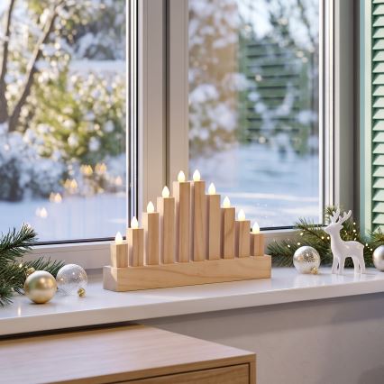 BRILAGI - LED candelabro navideño de madera 10xLED/2xAA