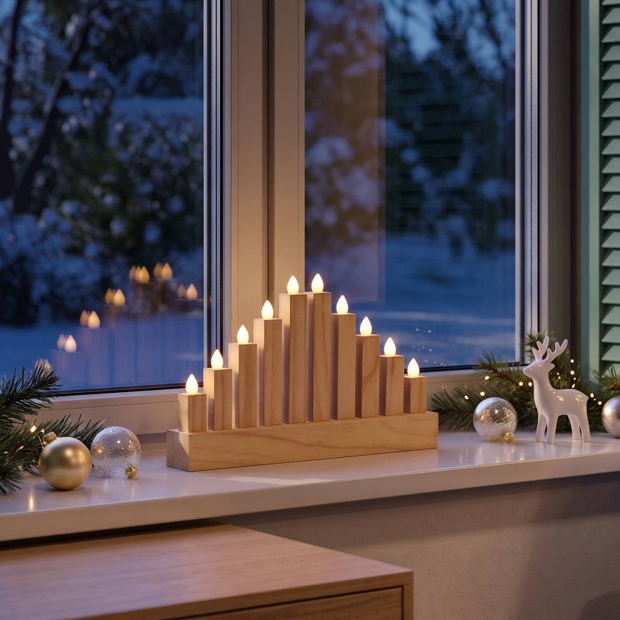 BRILAGI - LED candelabro navideño de madera 10xLED/2xAA