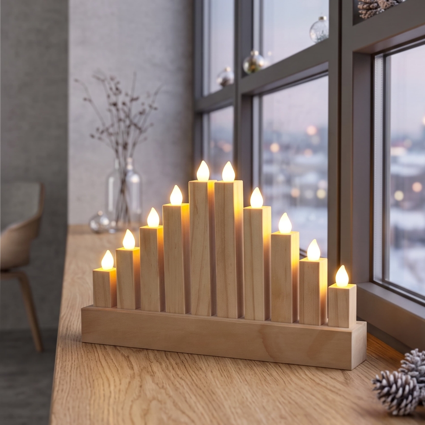 BRILAGI - LED candelabro navideño de madera 10xLED/2xAA