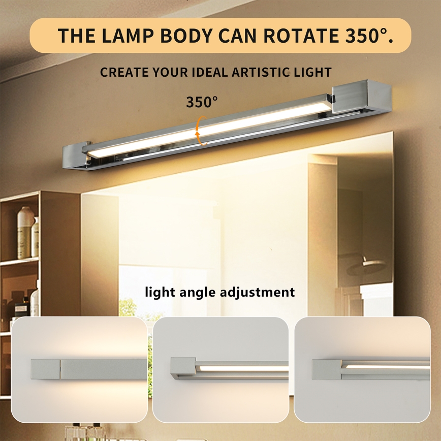 Brilagi - Luz LED para espejo de baño AQUA LINE LED/18W/230V 60 cm IP44 cromo brillante CRI 90