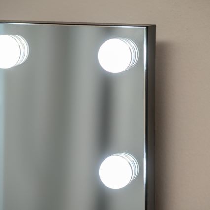 BRILAGI - Espejo de maquillaje LED regulable HOLLYWOOD LED/15W/230V CCT + 2 puertos USB 60x50 cm negro