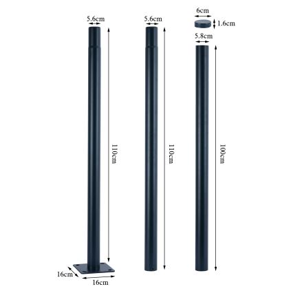 BRILAGI - Farola LED de exterior con poste de 3 m URBANSPARK LED/120W/230V antracita IP65