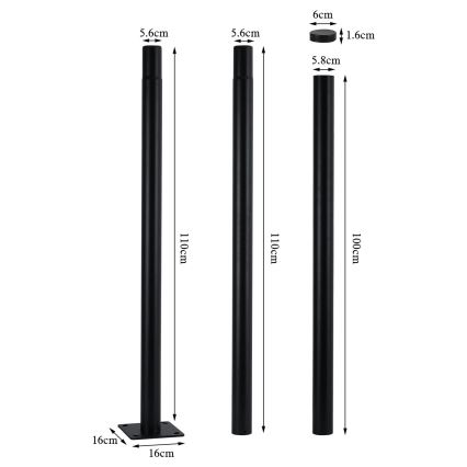 Brilagi - Lámpara LED de alumbrado público para exterior con poste de 3 m URBANSPARK LED/60W/230V, negro, IP65