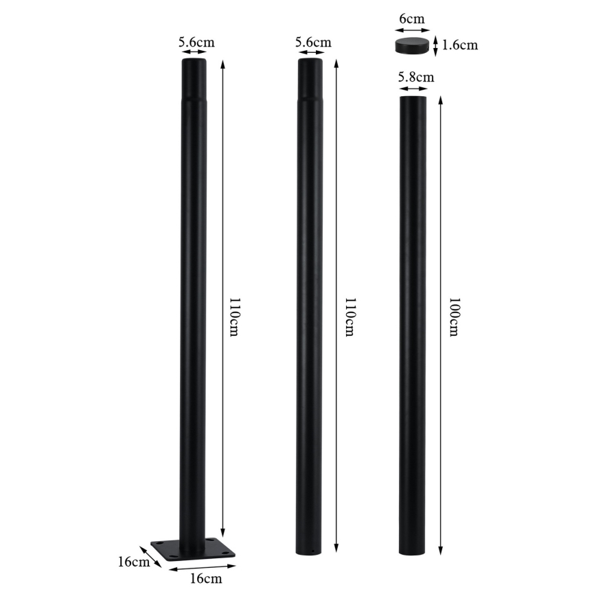 Brilagi - Lámpara LED de alumbrado público para exterior con poste de 3 m URBANSPARK LED/60W/230V, negro, IP65