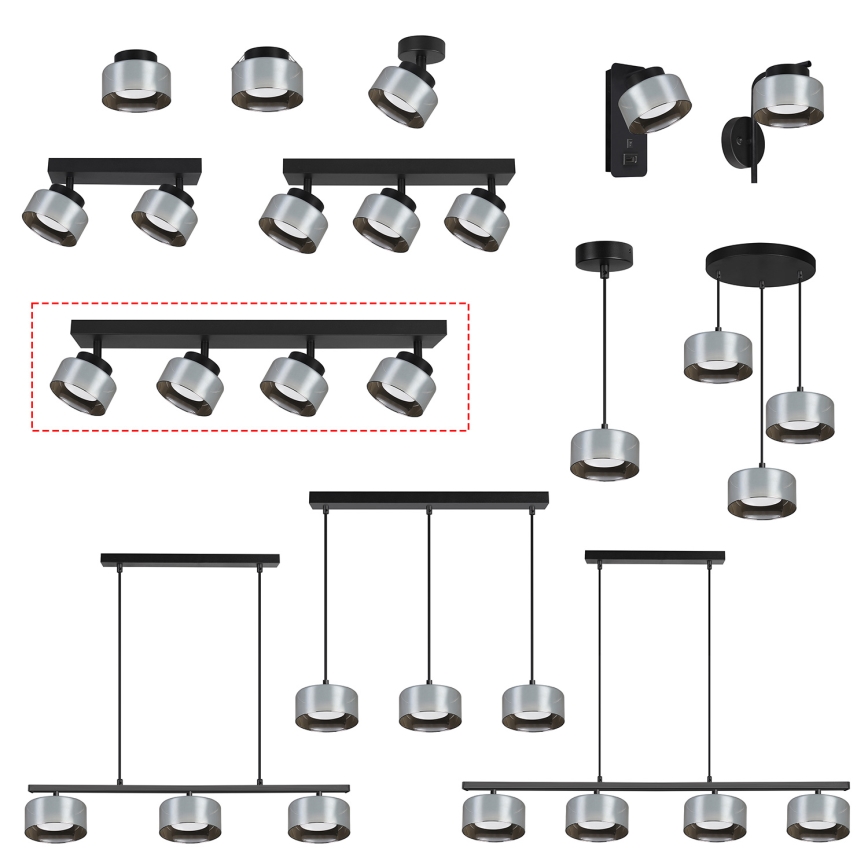 Brilagi - LED Foco AURA LUX 4xGX53/30W/230V negro/ahumado