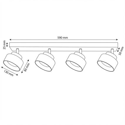Brilagi - LED Foco AURA LUX 4xGX53/30W/230V negro/ahumado