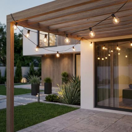 Brilagi - Guirnalda decorativa LED para exterior GIRLANDA 18xE12/0,6W/230V 13m negra IP44 blanco cálido