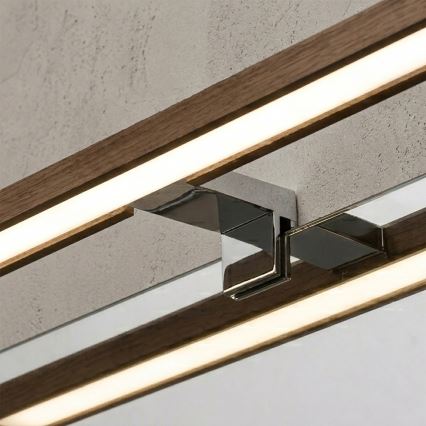 BRILAGI - Iluminación LED para espejo de baño 3 en 1 WOODY MIRROR LED/12W/230V 60 cm IP44 cromo brillante/roble nogal