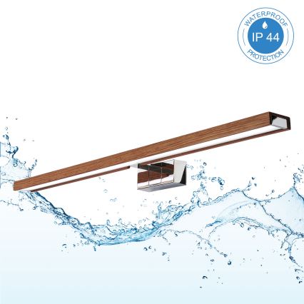 BRILAGI - Iluminación LED para espejo de baño 3 en 1 WOODY MIRROR LED/15W/230V 80 cm IP44 cromo brillante/roble cerezo