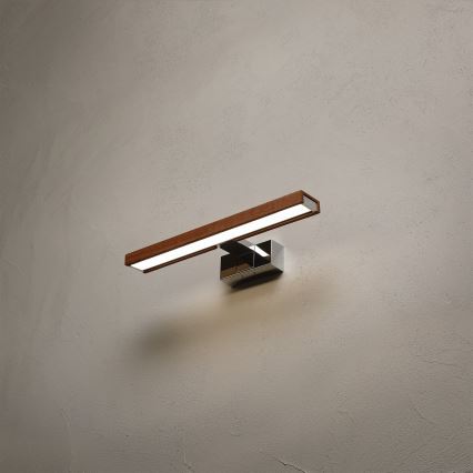 BRILAGI - Iluminación LED para espejo de baño 3 en 1 WOODY MIRROR LED/8W/230V 40 cm IP44 cromo brillante/roble cereza
