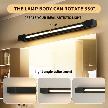 Brilagi - Iluminación LED para espejo de baño AQUA LINE LED/18W/230V 60 cm IP44 negro CRI 90