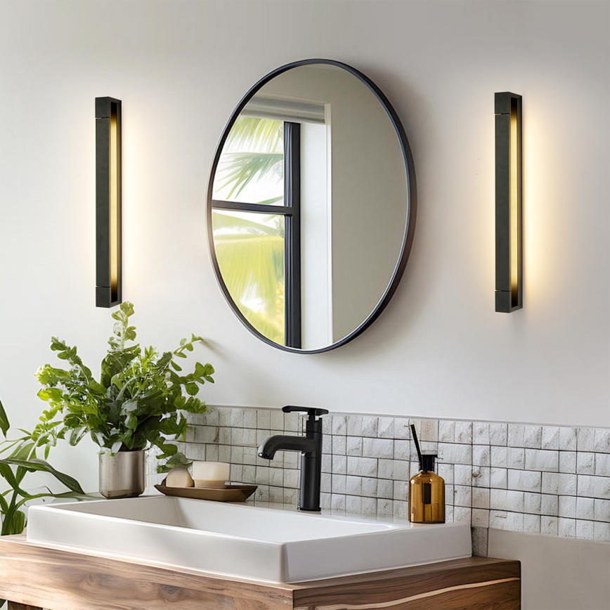 Brilagi - Iluminación LED para espejo de baño AQUA LINE LED/18W/230V 60 cm IP44 negro CRI 90