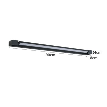 Brilagi - Iluminación LED para espejo de baño AQUA LINE LED/24W/230V 90 cm IP44 negro CRI 90