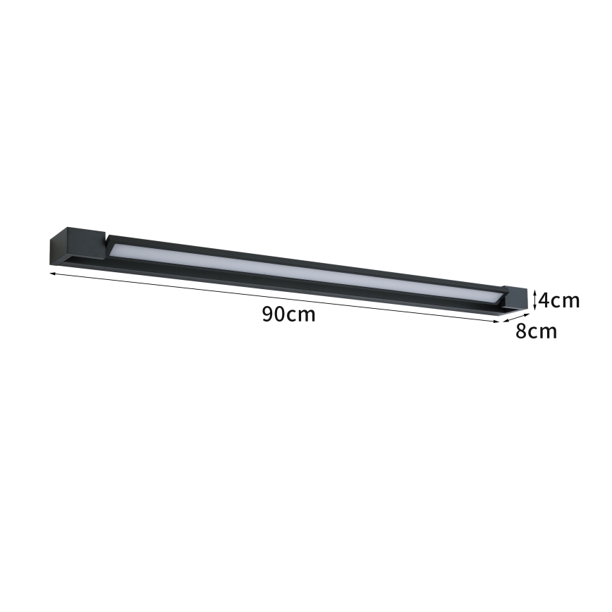 Brilagi - Iluminación LED para espejo de baño AQUA LINE LED/24W/230V 90 cm IP44 negro CRI 90