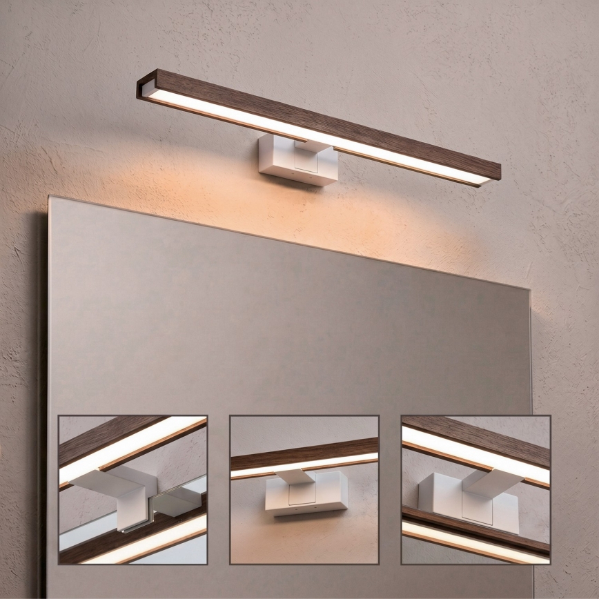 Brilagi - Iluminación LED para espejo de baño WOODY MIRROR 3 en 1 LED/12W/230V 60 cm IP44 blanco/roble nogal