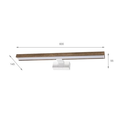Brilagi - Iluminación LED para espejo de baño WOODY MIRROR 3 en 1 LED/12W/230V 60 cm IP44 blanco/roble nogal