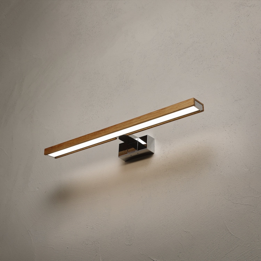 Brilagi - Iluminación LED para espejo de baño WOODY MIRROR 3v1 LED/12W/230V 60 cm IP44 cromo pulido/roble