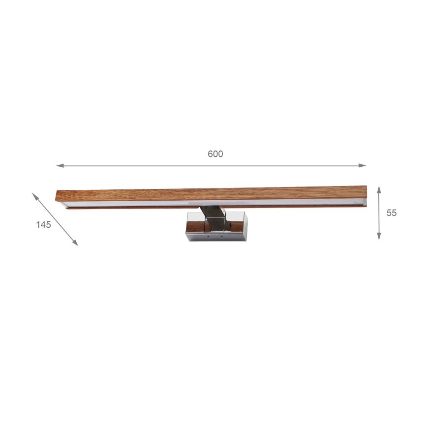 Brilagi - iluminación LED para espejo de baño WOODY MIRROR 3 en 1 LED/12W/230V 60 cm IP44 cromo brillante/roble cerezo