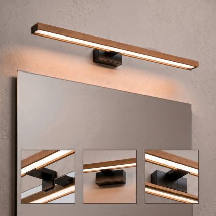 Brilagi - Iluminación LED para espejo de baño WOODY MIRROR 3 en 1 LED/15W/230V 80 cm IP44 negro/roble cerezo