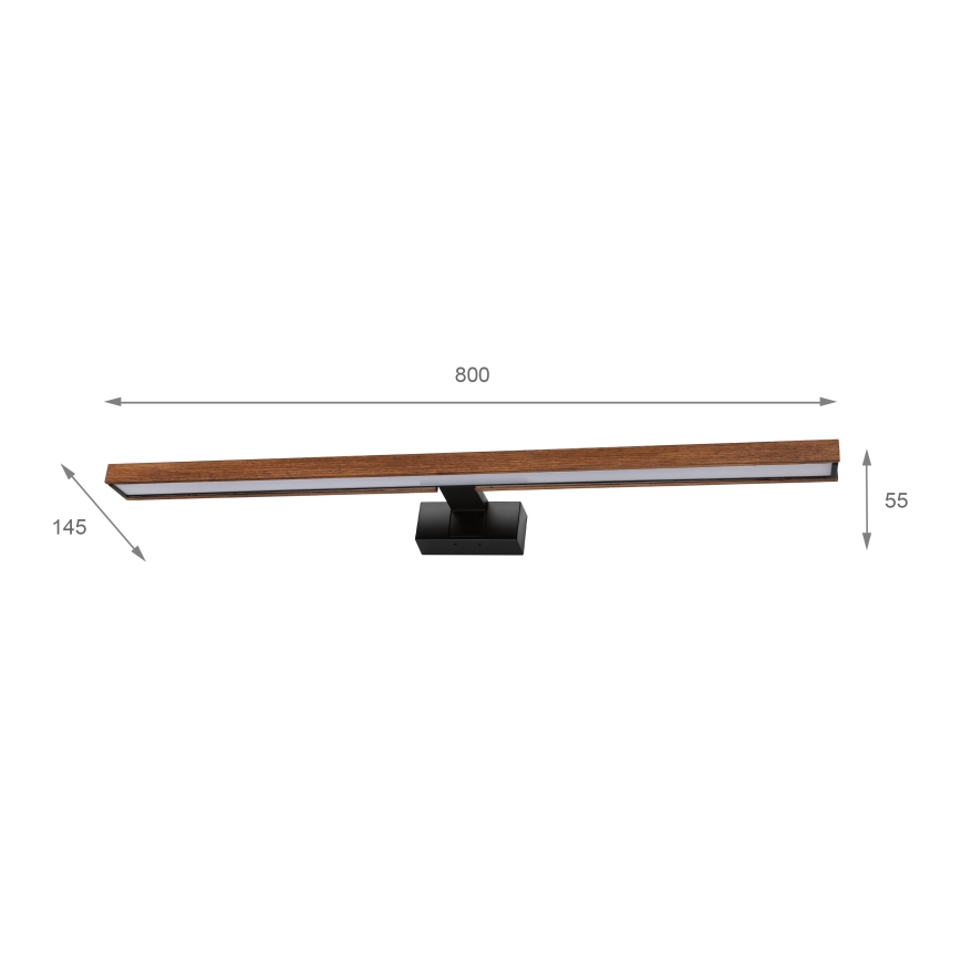 Brilagi - Iluminación LED para espejo de baño WOODY MIRROR 3 en 1 LED/15W/230V 80 cm IP44 negro/roble cerezo