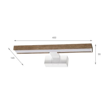 Brilagi - Iluminación LED para espejo de baño WOODY MIRROR 3 en 1 LED/8W/230V 40 cm IP44 blanco/roble