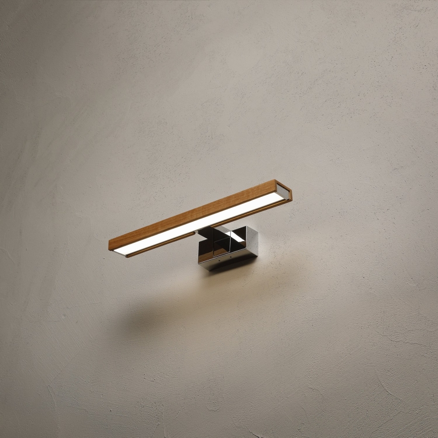Brilagi - Iluminación LED para espejo de baño WOODY MIRROR 3 en 1 LED/8W/230V 40 cm IP44 cromo brillante/roble