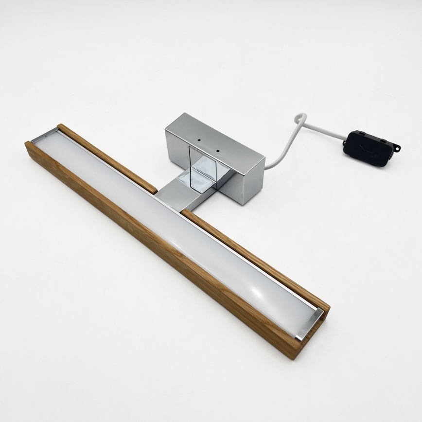 Brilagi - Iluminación LED para espejo de baño WOODY MIRROR 3 en 1 LED/8W/230V 40 cm IP44 cromo brillante/roble