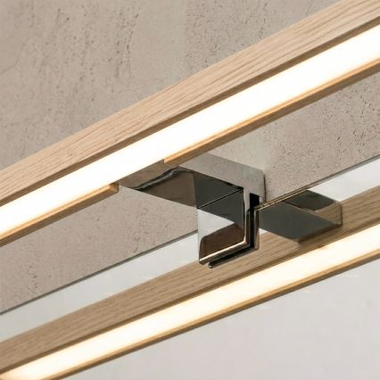 Brilagi - Iluminación LED para espejo de baño WOODY MIRROR 3 en 1 LED/8W/230V 40 cm IP44 cromo brillante/roble