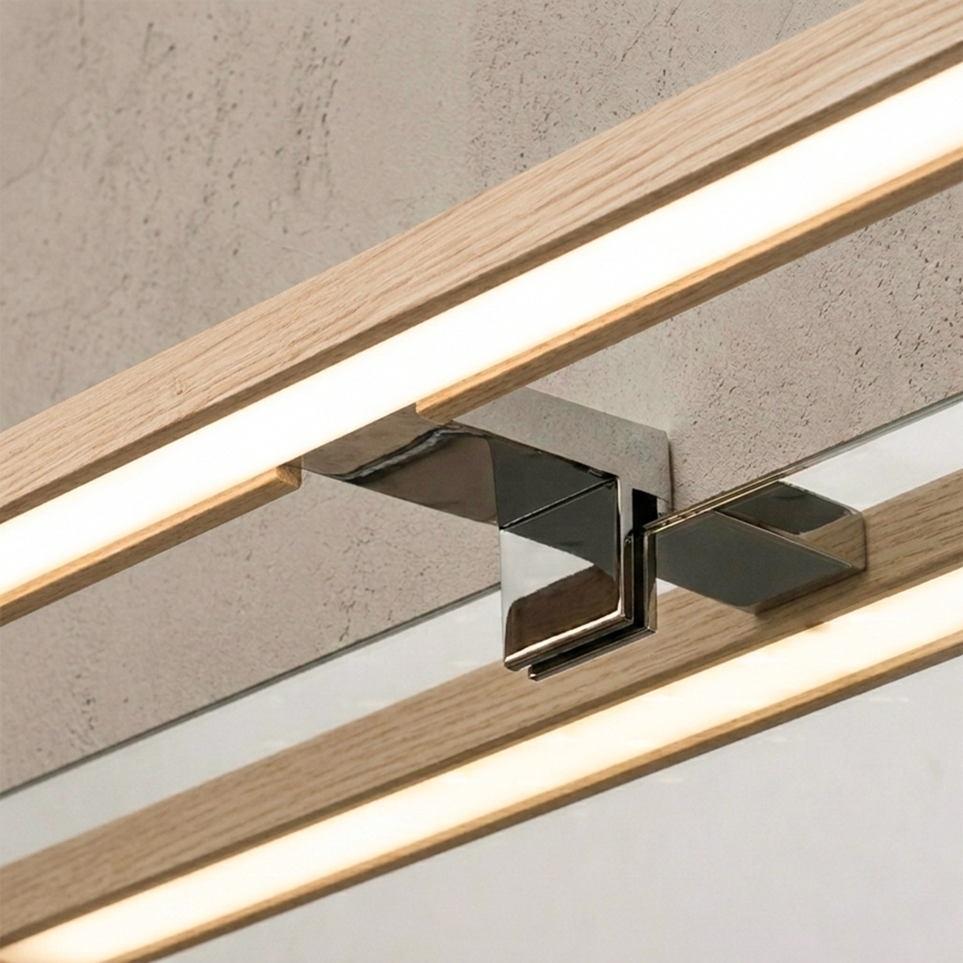 Brilagi - Iluminación LED para espejo de baño WOODY MIRROR 3 en 1 LED/8W/230V 40 cm IP44 cromo brillante/roble
