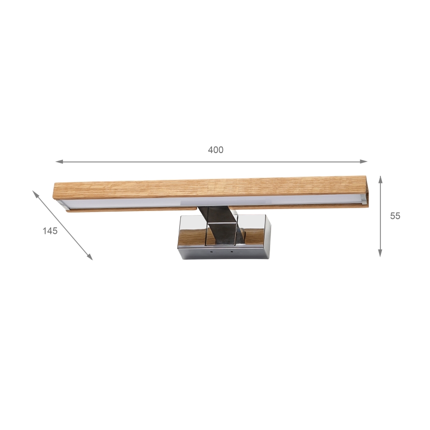 Brilagi - Iluminación LED para espejo de baño WOODY MIRROR 3 en 1 LED/8W/230V 40 cm IP44 cromo brillante/roble