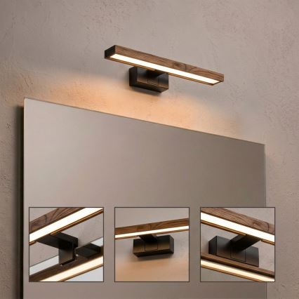 Brilagi - Iluminación LED para espejo de baño WOODY MIRROR 3 en 1 LED/8W/230V 40 cm IP44 negro/roble