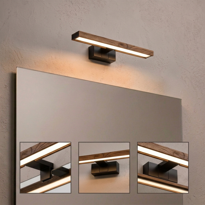 Brilagi - Iluminación LED para espejo de baño WOODY MIRROR 3 en 1 LED/8W/230V 40 cm IP44 negro/roble