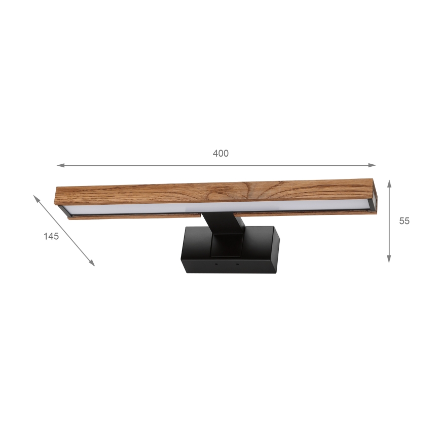 Brilagi - Iluminación LED para espejo de baño WOODY MIRROR 3 en 1 LED/8W/230V 40 cm IP44 negro/roble