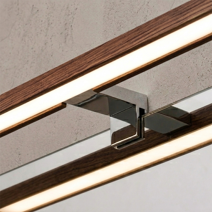 Brilagi - Iluminación LED para espejo de baño WOODY MIRROR 3 en 1 LED/8W/230V 40 cm IP44 cromo brillante/roble cerezo