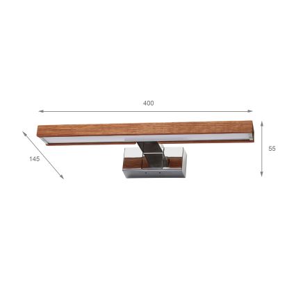 Brilagi - Iluminación LED para espejo de baño WOODY MIRROR 3 en 1 LED/8W/230V 40 cm IP44 cromo brillante/roble cerezo