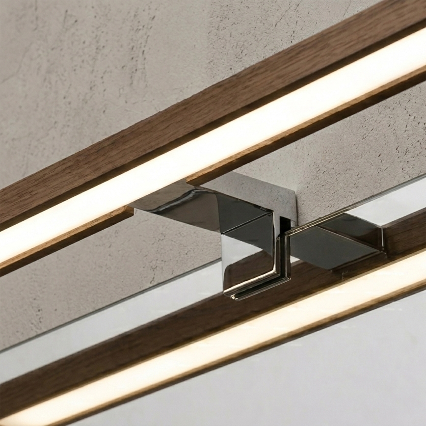 BRILAGI - Iluminación LED para espejo de baño WOODY MIRROR 3v1 LED/15W/230V 80 cm IP44 cromo brillante/roble nogal