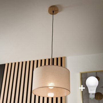 Brilagi - LED Lámpara colgante ANTHONY 1xE27/60W/230V roble/beige