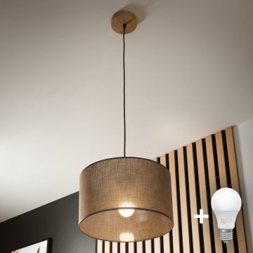 Brilagi - LED Lámpara colgante ANTHONY 1xE27/60W/230V roble/marrón