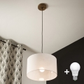 Brilagi - LED Lámpara colgante con cable ANTHONY 1xE27/60W/230V roble nogal/blanco