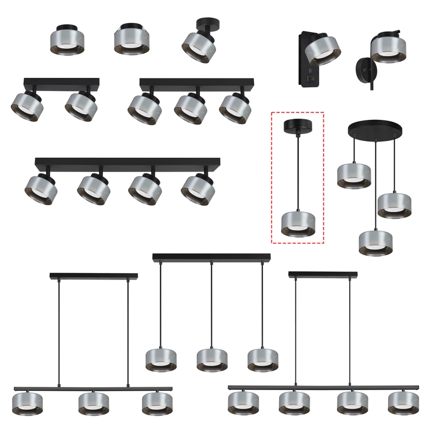 Brilagi - LED Lámpara colgante con cable AURA LUX 1xGX53/30W/230V negro/ahumado
