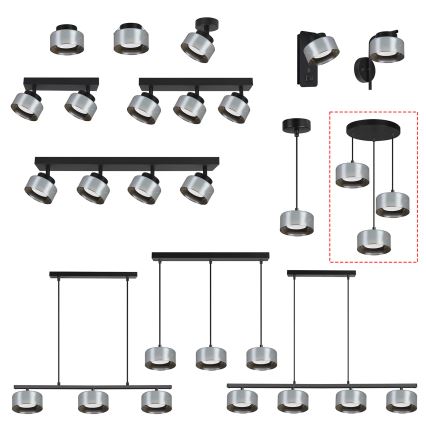 Brilagi - LED Lámpara colgante con cable AURA LUX 3xGX53/30W/230V negro/ahumado