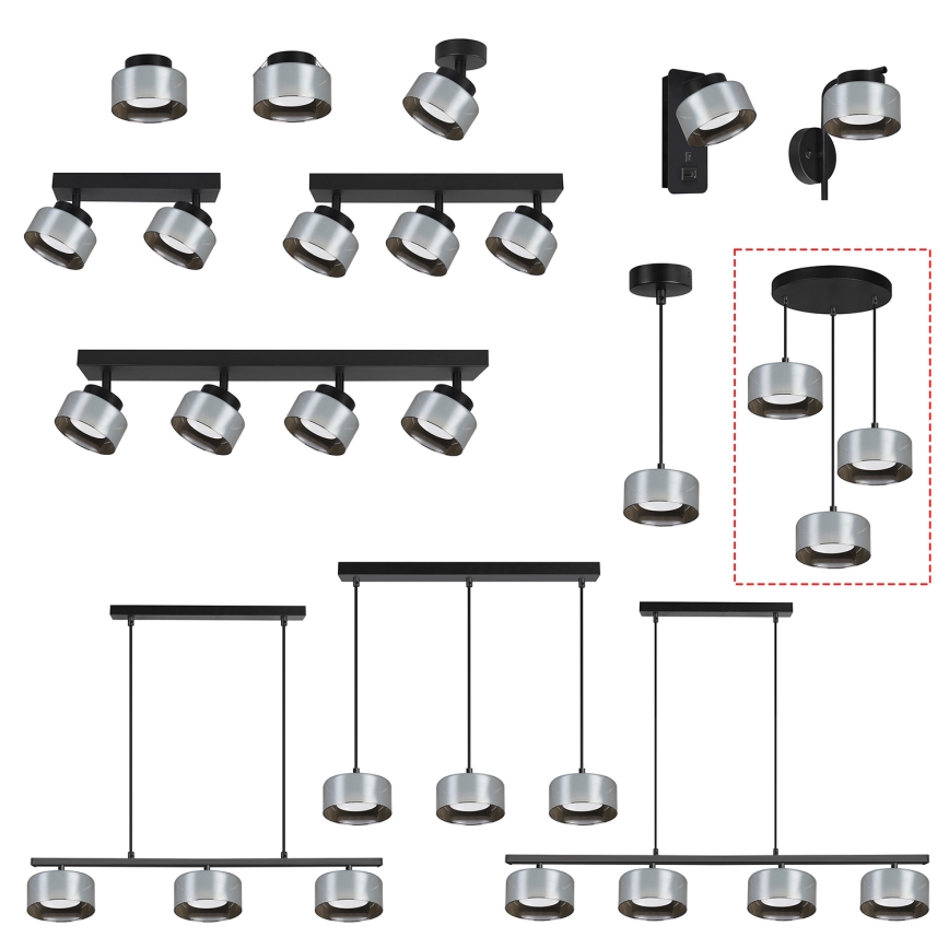 Brilagi - LED Lámpara colgante con cable AURA LUX 3xGX53/30W/230V negro/ahumado