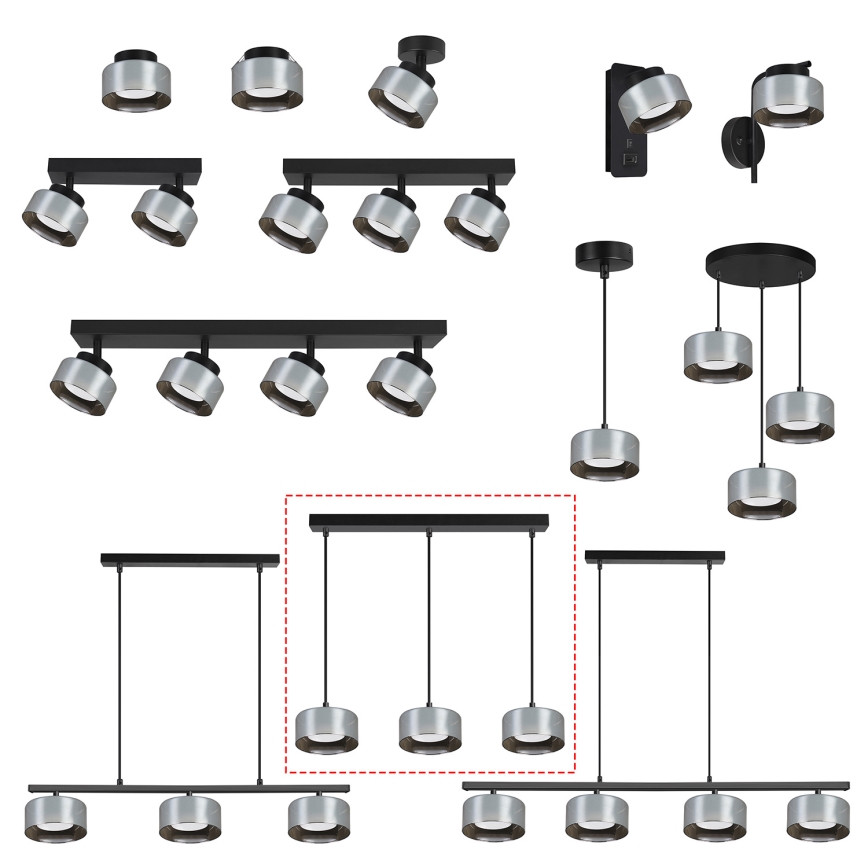 Brilagi - LED Lámpara colgante con cable AURA LUX 3xGX53/30W/230V negro/ahumado