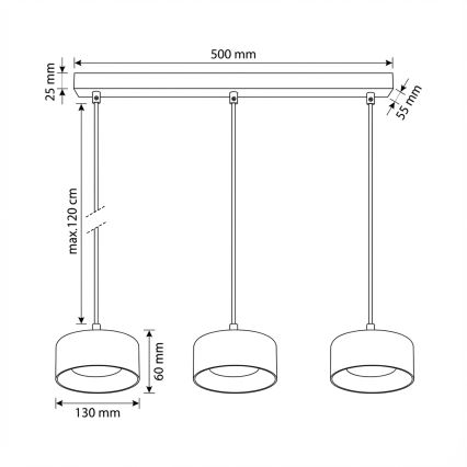 Brilagi - LED Lámpara colgante con cable AURA LUX 3xGX53/30W/230V negro/ahumado