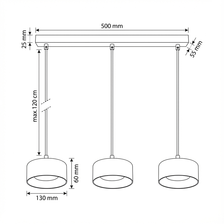 Brilagi - LED Lámpara colgante con cable AURA LUX 3xGX53/30W/230V negro/ahumado