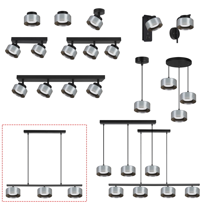 Brilagi - LED Lámpara colgante con cable AURA LUX 3xGX53/30W/230V negro/ahumado