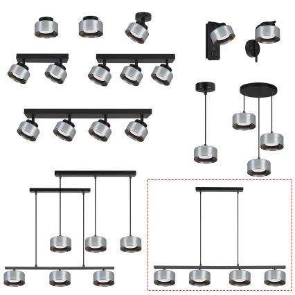 Brilagi - LED Lámpara colgante con cable AURA LUX 4xGX53/30W/230V negro/ahumado